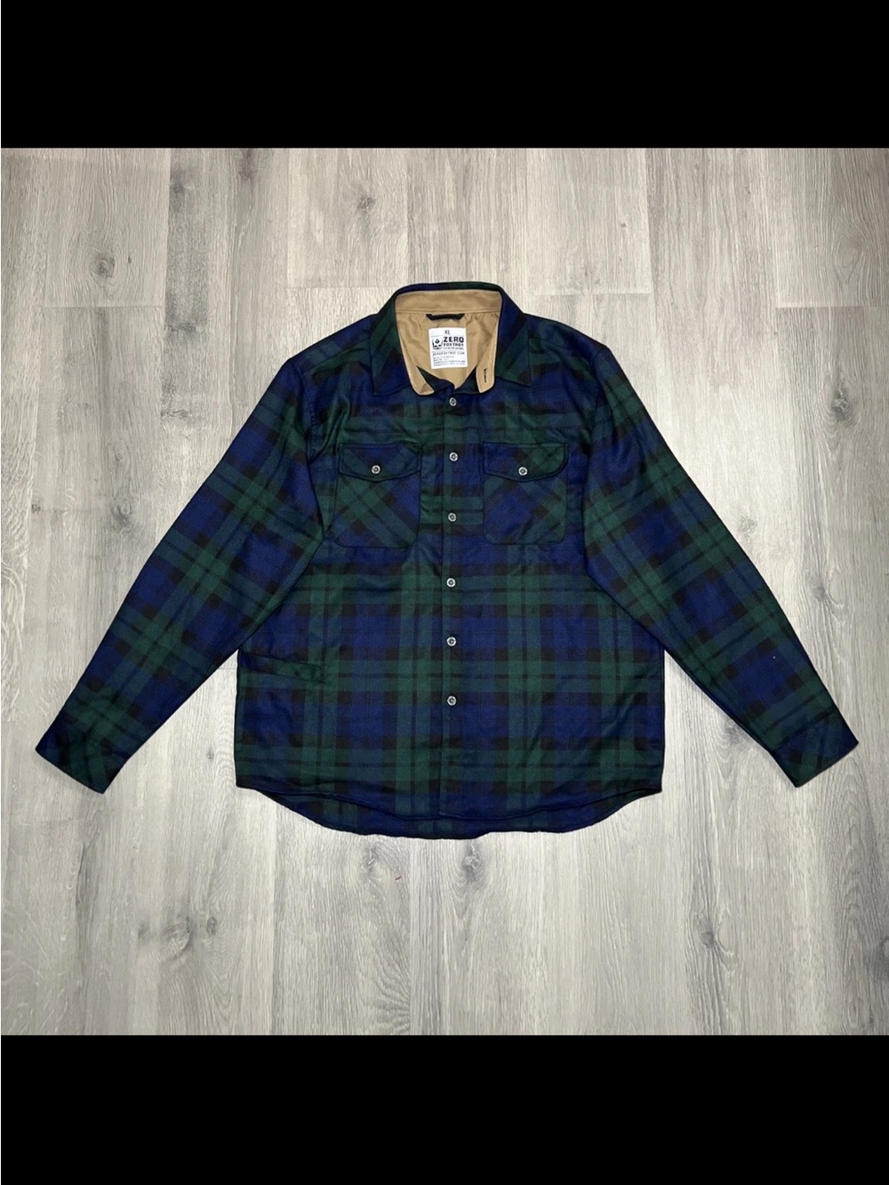 Zero foxtrot  Plaid Flannel Shirt Jacket - Navy & Green